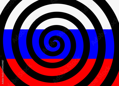 Fotografie, Obraz Hypnotic spiral and flag of russia as metaphor of russian propaganda - manipulat