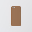 Closeup One Blank Brown Clean Template Cover Phone Case Smartphone Mockup.Generic Design Mobile Back Isolated White Empty Background.Ready Corporate Logo Label Message.3d rendering.