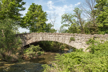 Stone Bridge From Goat Island To Three Sister Island At Niagara Falls State Park In New York, USA.
