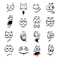 Wall Mural - Cartoon eyes, face expressions and emotions