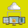 © Gstudio - laptop cloud wifi padlock vector illustration eps10
