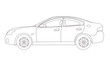 © metamorworks - Generic four door sedan car side view, line drawing illustration