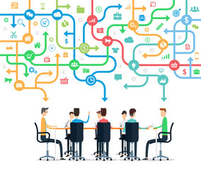Poster - Group business team working meeting and brainstorming concept