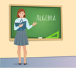 Teen Pupil standing at the blackboard
