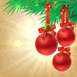 Christmas shine gold background with Red christmas balls
