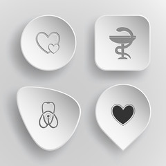 Sticker - 4 images: careful heart, pharma symbol, stethoscope, heart. Medi