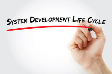 Aufkleber - Hand writing System Development Life Cycle with marker, concept background