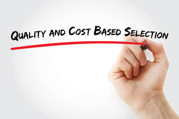 Poster - hand writing quality and cost based selection with marker, concept background