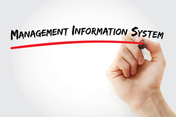 Poster - hand writing management information system with marker, concept background