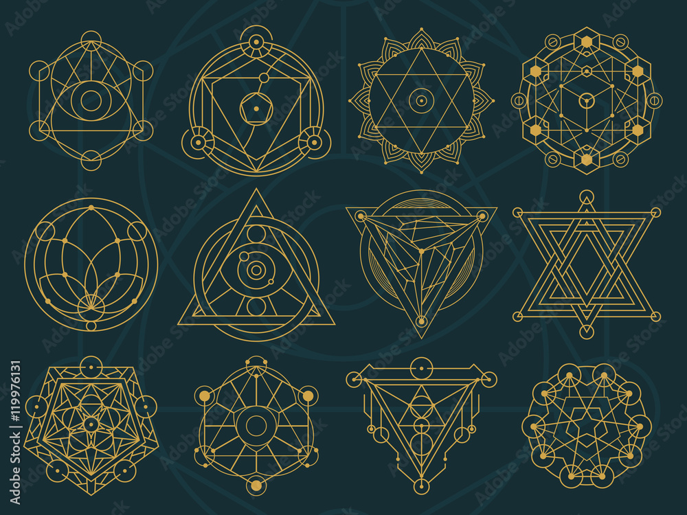 Geometric Magic Abstract Sacred Geometry and Magic Symbols Set 1 Stock Vector | Adobe Stock