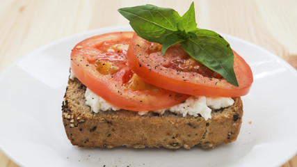 Fresh tomato and feta cheese sandwich