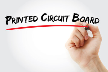 Poster - hand writing printed circuit board with marker, concept background