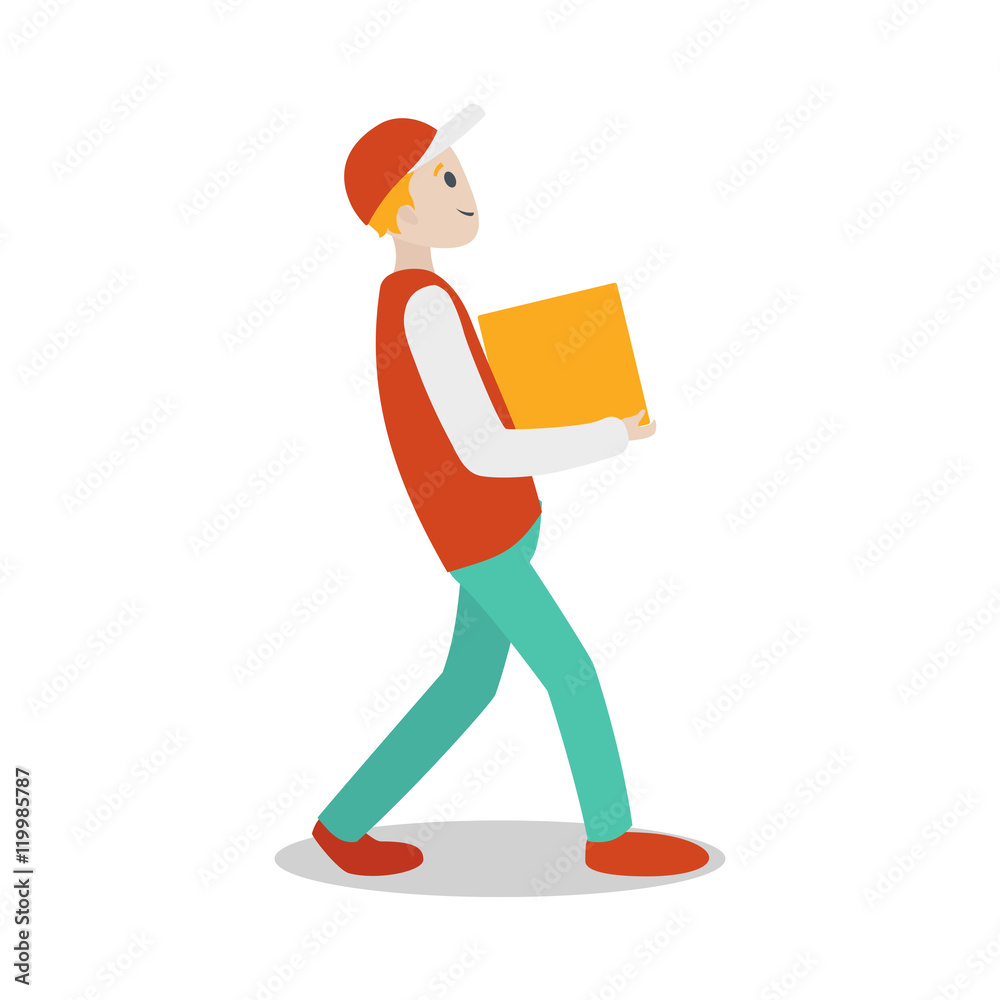 Delivery guy with parcel cartoon vector Stock Vector | Adobe Stock