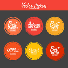 Poster - Vector set of vintage colorful Autumn labels for greetings and promotion.