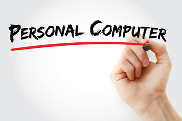 Poster - hand writing personal computer, with marker, concept background