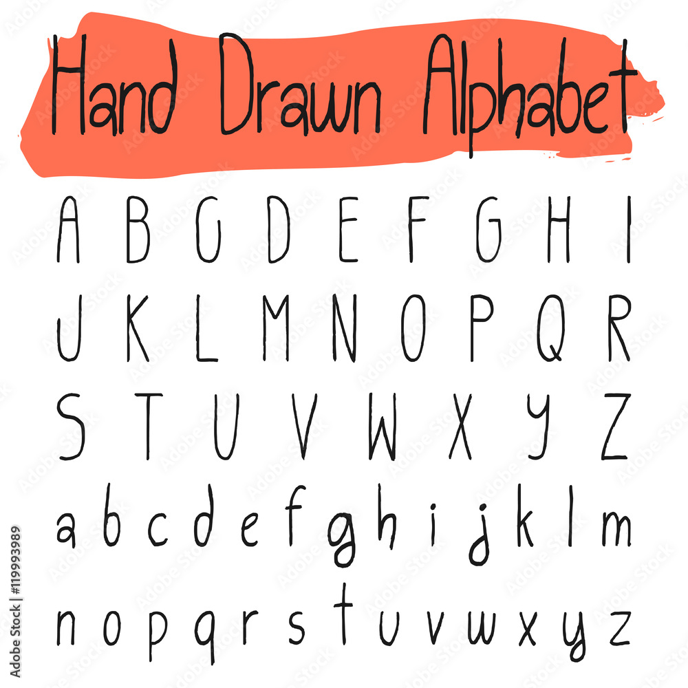 Handwritten simple vector alphabet set Stock Vector | Adobe Stock