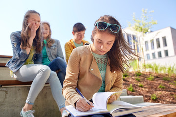 Poster - student girl suffering of classmates mockery