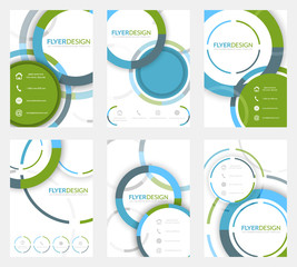 Poster - Set of business flyer template, brochure or corporate banner with circular pattern. A4 size.