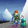 Mountain climber cartoon character background poster 