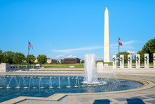 The Washington Monument And The World War Two Memorial In Washington D.C.