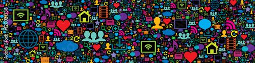 Fotografie, Obraz seamless pattern with social media and technology icons