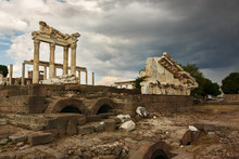 Antique City Of Pergamon, Ruins Of Ancient Acropolis In Bergama, Izmir