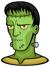 Vector Illustration Of Frankenstein's Monster, From The Shoulders Up.