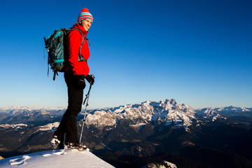 Canvas Print - Winter mountain trekking