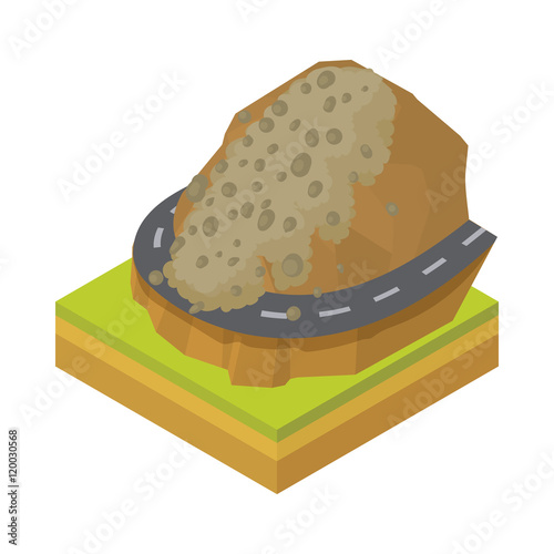 Fotografie, Obraz Rockfall icon in cartoon style on a white background vector illustration
