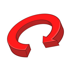 Poster - Red arrow recycling icon in cartoon style on a white background vector illustration