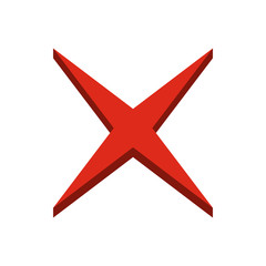 Poster - Red cross icon in flat style isolated on white background. Click and choice symbol vector illustration