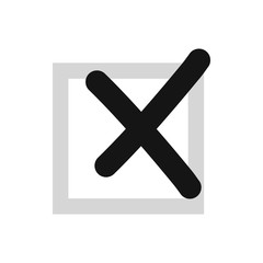 Poster - cross in box icon in flat style isolated on white background. click and choice symbol vector illustr