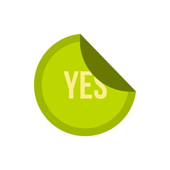 Poster - Green yes button icon in flat style isolated on white background. Click and choice symbol vector illustration