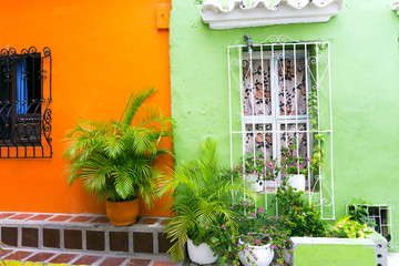 Fototapete - Green and Orange Architecture