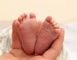 © annatronova - Infant heels in  mother's hand