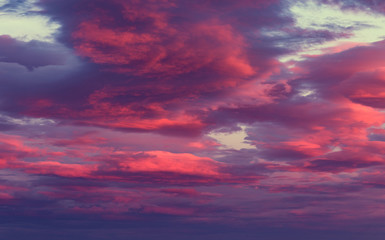 Poster - Vibrant Red and Purple Clouds on Twilght Sky Background