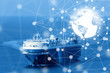 Best global connection of Industrial Container Cargo freight ship for Logistic Import Export background background (Elements of this image furnished by NASA)