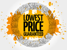 Lowest Price Guaranteed Words Cloud, Business Concept Background