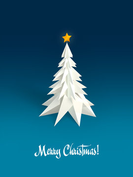 Christmas card with paper tree