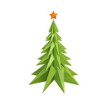 Christmas tree made of paper isolated