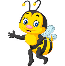 Happy Bee Presenting Cartoon