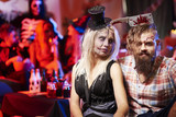 Fototapeta Tulipany - Spooky couple at the party