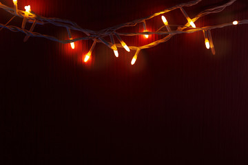 Wall Mural - Christmas lights on textured wall background