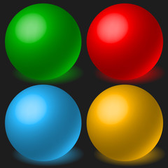 Aufkleber - Set of 4 spheres with glowing shadow. Spatial, 3d balls, orbs.