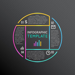 Poster - infographic report vector template with line elements and icons. business concept 4 options, parts, 