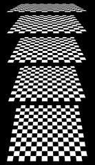 Poster - Set of chess, checkered boards in perspective