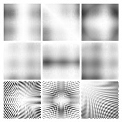 Wall Mural - Halftone dots black and white backgrounds vector set