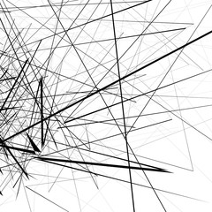 Fototapete - Monochrome random chaotic edgy lines abstract artistic pattern