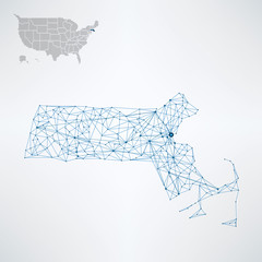 Poster - Abstract Massachusetts / USA telecommunication map concept