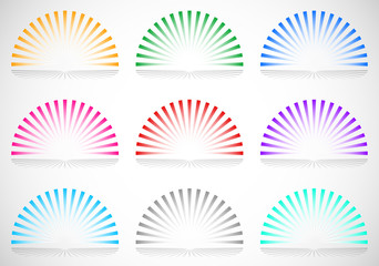 Poster - 6 color semi circle starburst / sunburst elements